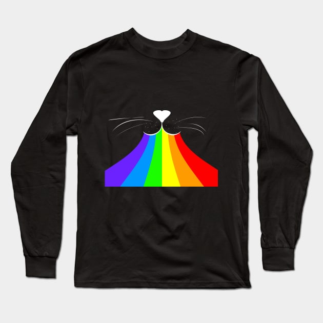 Rainbow cat face Long Sleeve T-Shirt by Rishirt